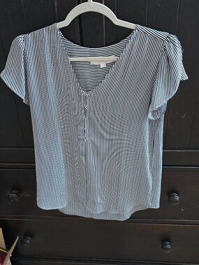 Ann Taylor Loft Striped Blouse with Buttons Size XSmall
